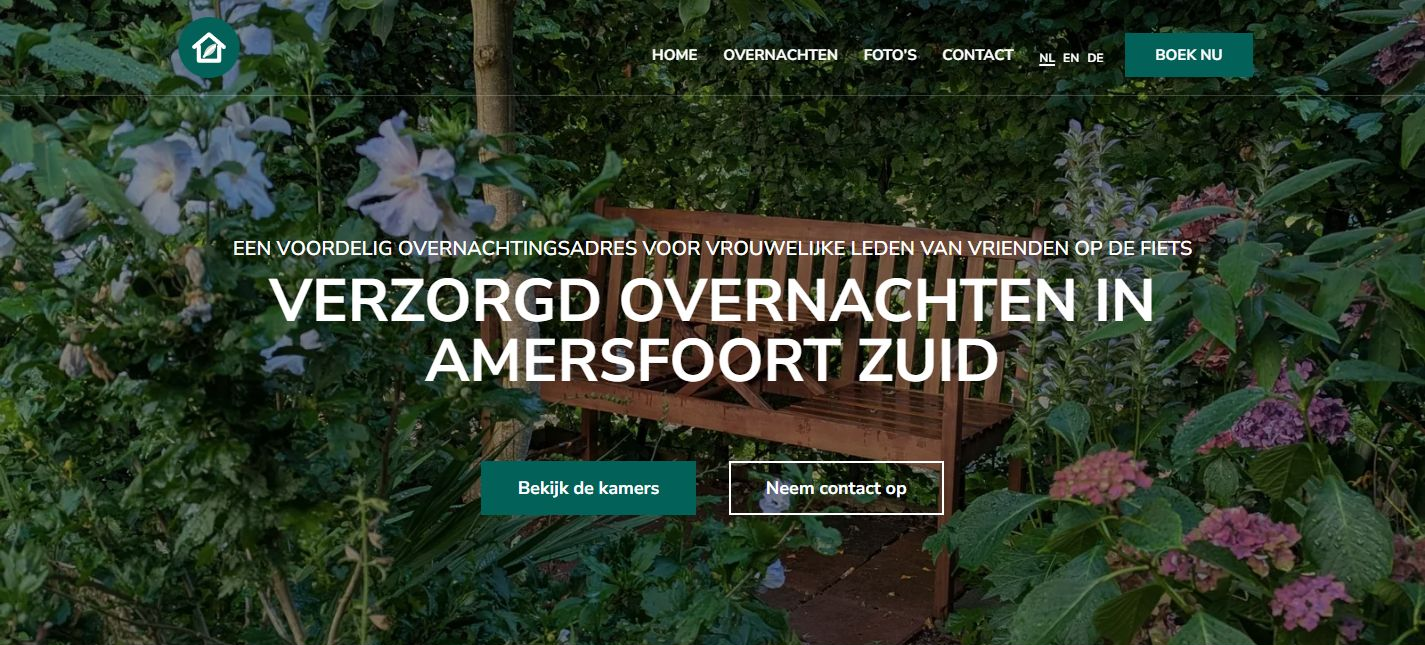 Weergave van Fietsverblijf, een portfoliodemo voor een overnachtingsadres.